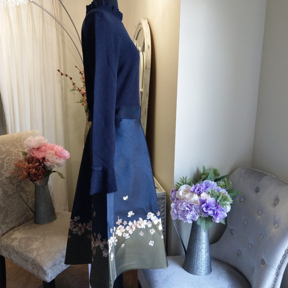 🍒NWT🍒 TED BAKER NAVY FULL SKIRTED DRESS - Picture 10 of 15